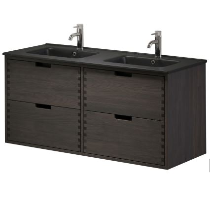 Mobile da bagno con lavabo GRIBSKOV 120 cm marrone/rovere/nero