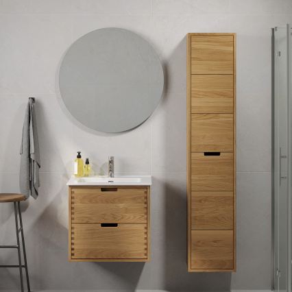 Mobile da bagno con lavabo GRIBSKOV 60 cm beige/rovere/bianco