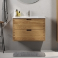 Mobile da bagno con lavabo GRIBSKOV 80 cm beige/rovere/bianco