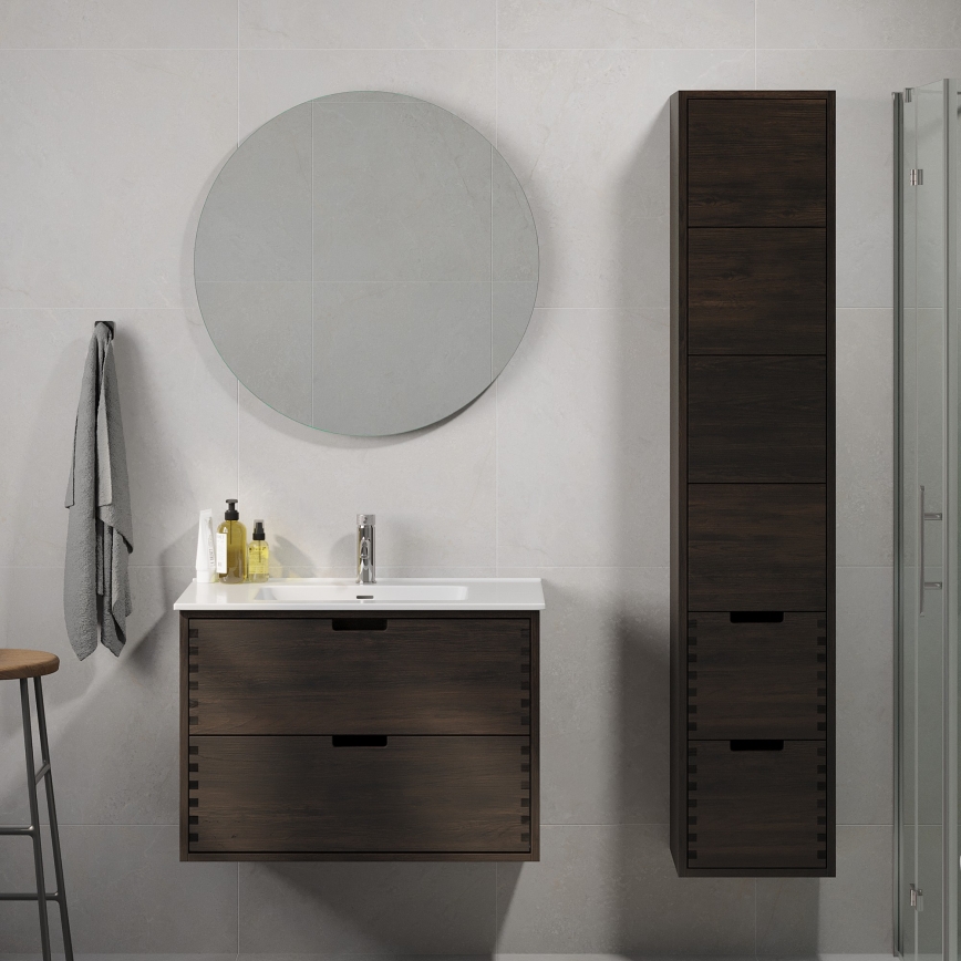 Mobile da bagno con lavabo GRIBSKOV 80 cm marrone/rovere/bianco