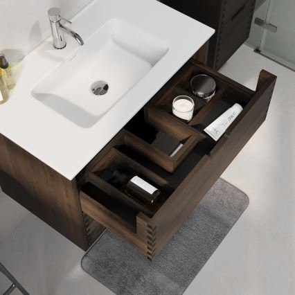 Mobile da bagno con lavabo GRIBSKOV 80 cm marrone/rovere/bianco