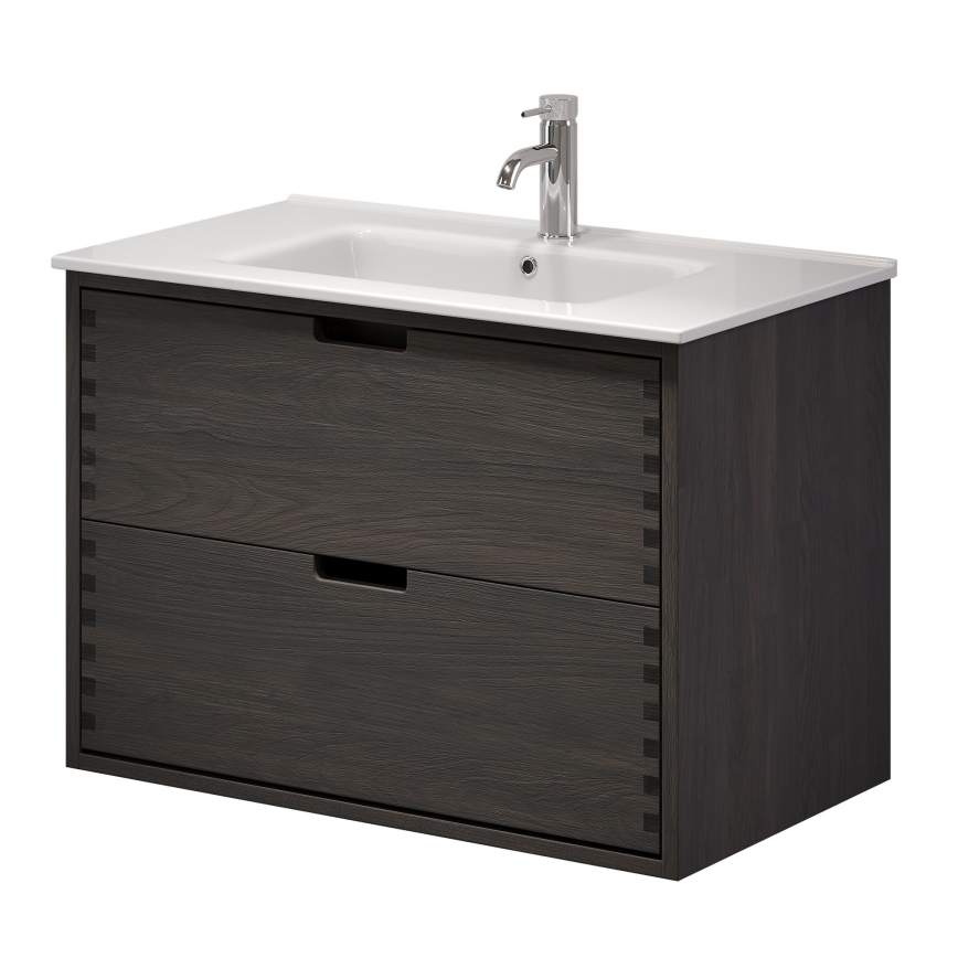 Mobile da bagno con lavabo GRIBSKOV 80 cm marrone/rovere/bianco