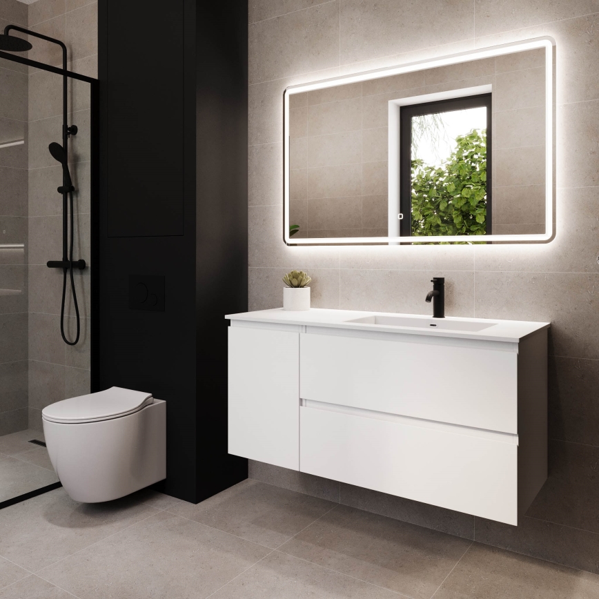 Mobile da bagno con lavabo HELSINKI 115 cm destro/bianco