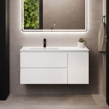 Mobile da bagno con lavabo HELSINKI 115 cm, lato sinistro/bianco