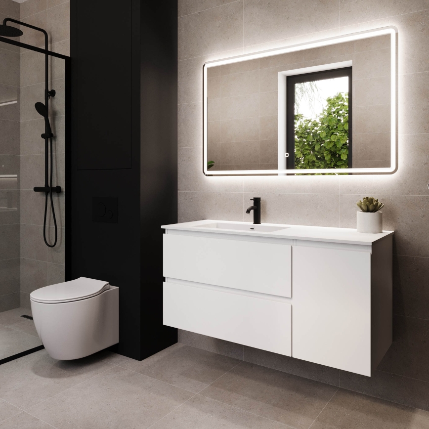 Mobile da bagno con lavabo HELSINKI 115 cm, lato sinistro/bianco