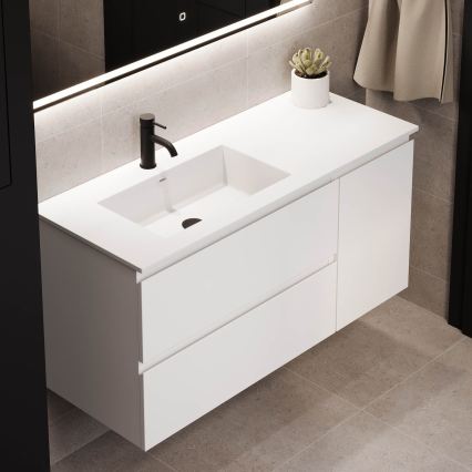 Mobile da bagno con lavabo HELSINKI 115 cm, lato sinistro/bianco