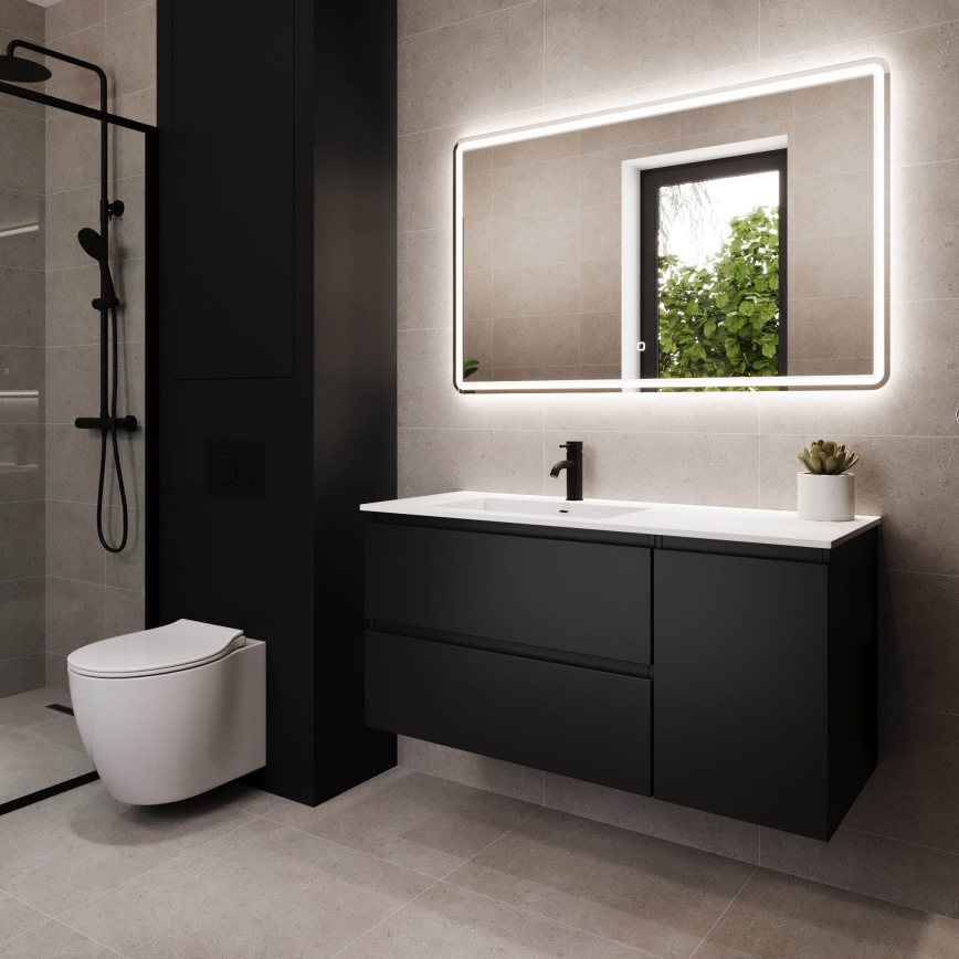 Mobile da bagno con lavabo HELSINKI 115 cm sinistro/nero