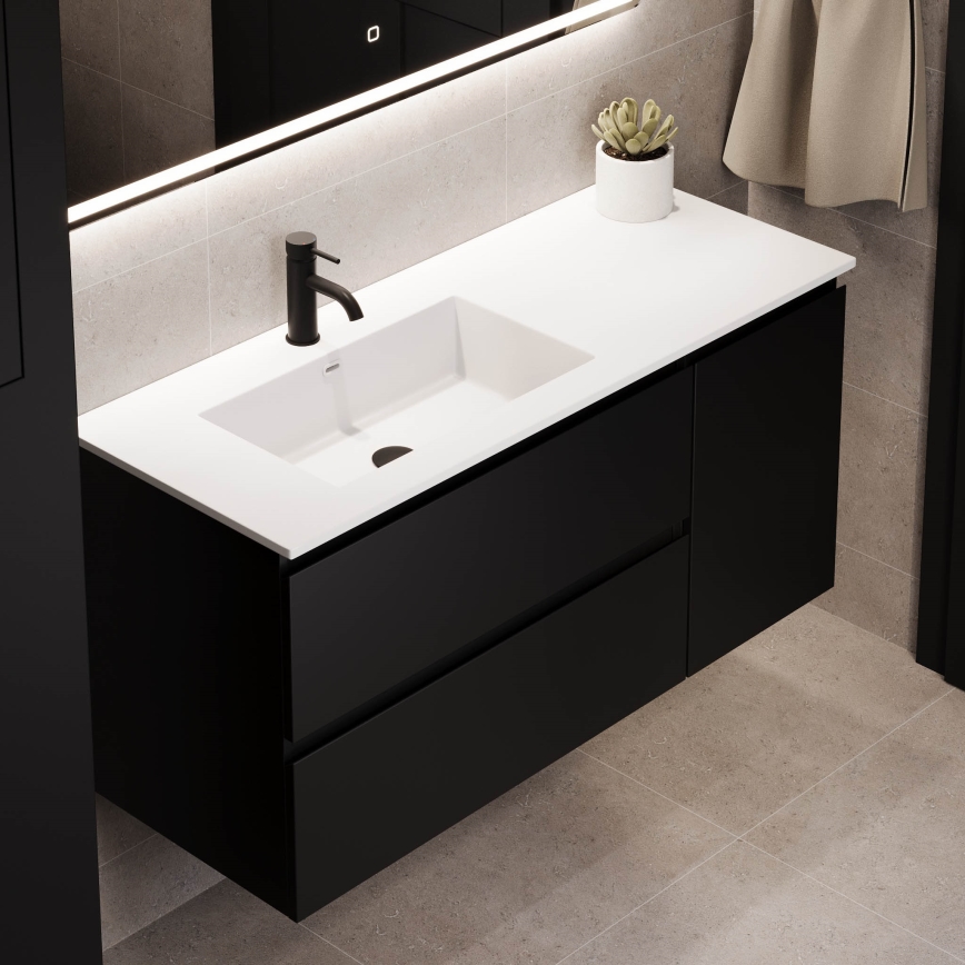 Mobile da bagno con lavabo HELSINKI 115 cm sinistro/nero