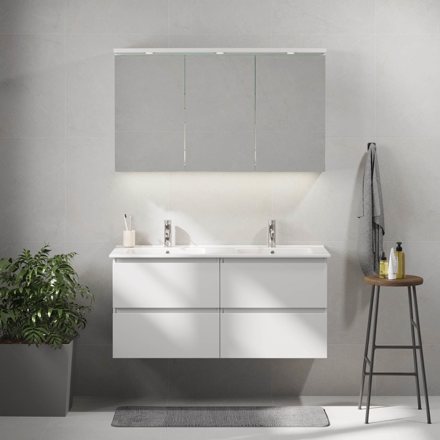 Mobile da bagno con lavabo HELSINKI 120 cm, bianco