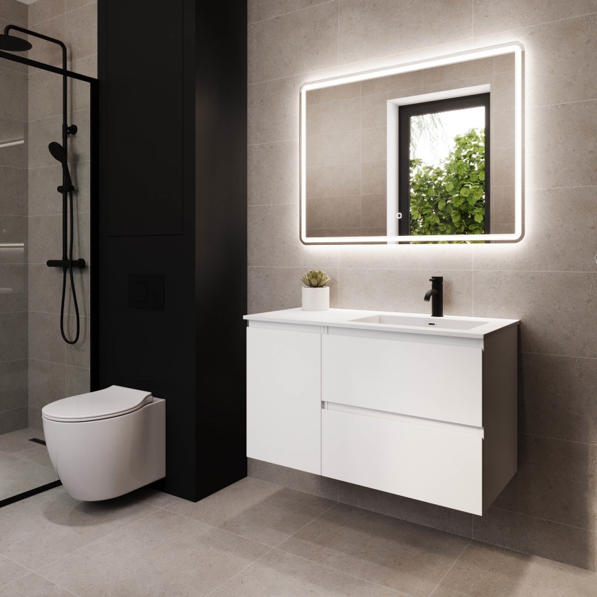 Mobile da bagno con lavabo HELSINKI 95 cm destro/bianco