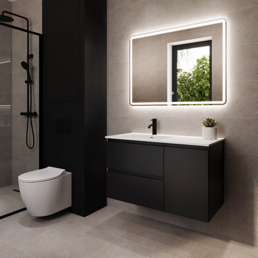 Mobile da bagno con lavabo HELSINKI 95 cm lato sinistro/nero