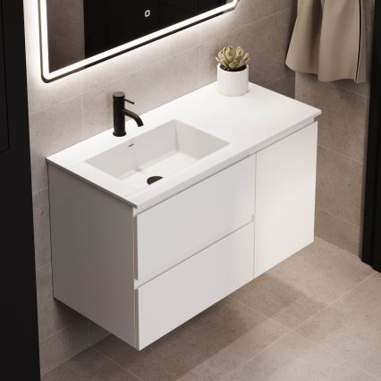 Mobile da bagno con lavabo HELSINKI 95 cm sinistro/bianco