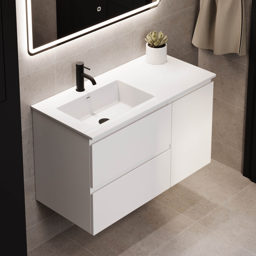Mobile da bagno con lavabo HELSINKI 95 cm sinistro/bianco