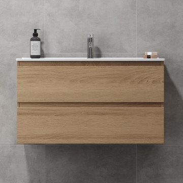 Mobile da bagno con lavabo HENRY 91 cm in rovere