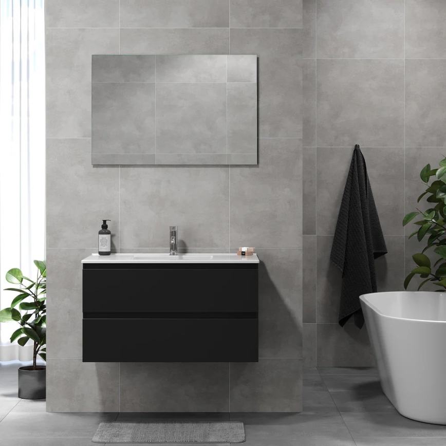 Mobile da bagno con lavabo HENRY 91 cm nero