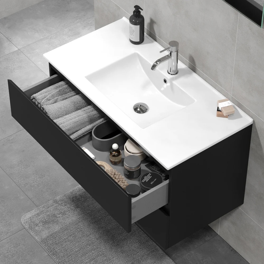Mobile da bagno con lavabo HENRY 91 cm nero