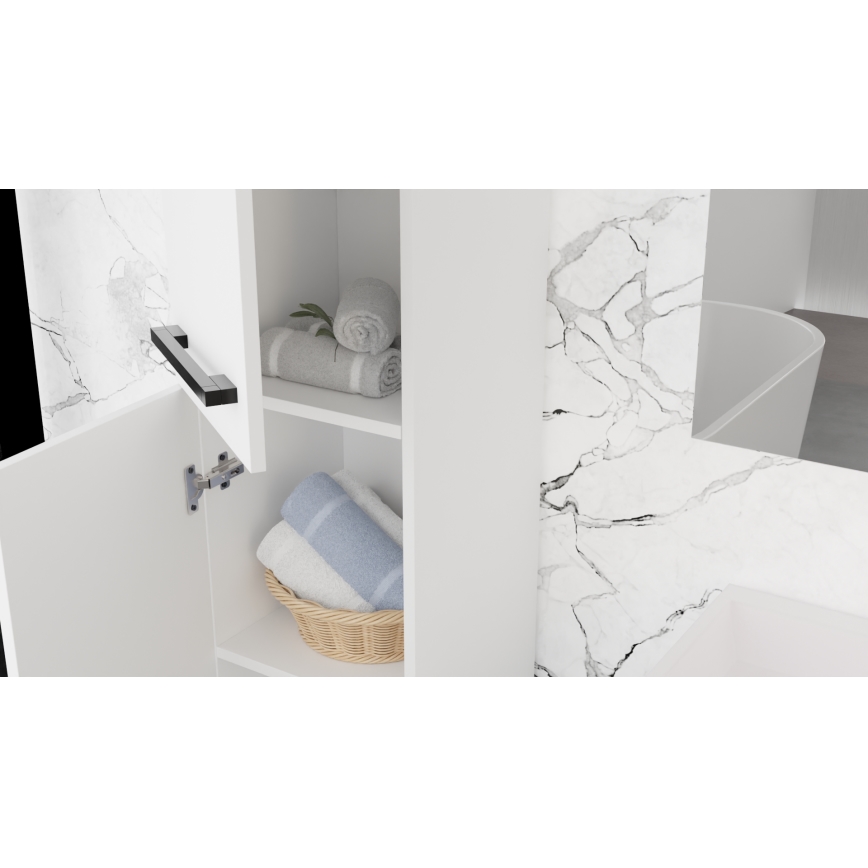 Mobile da bagno con lavabo KATE + armadietto con specchio + pensile da parete bianco