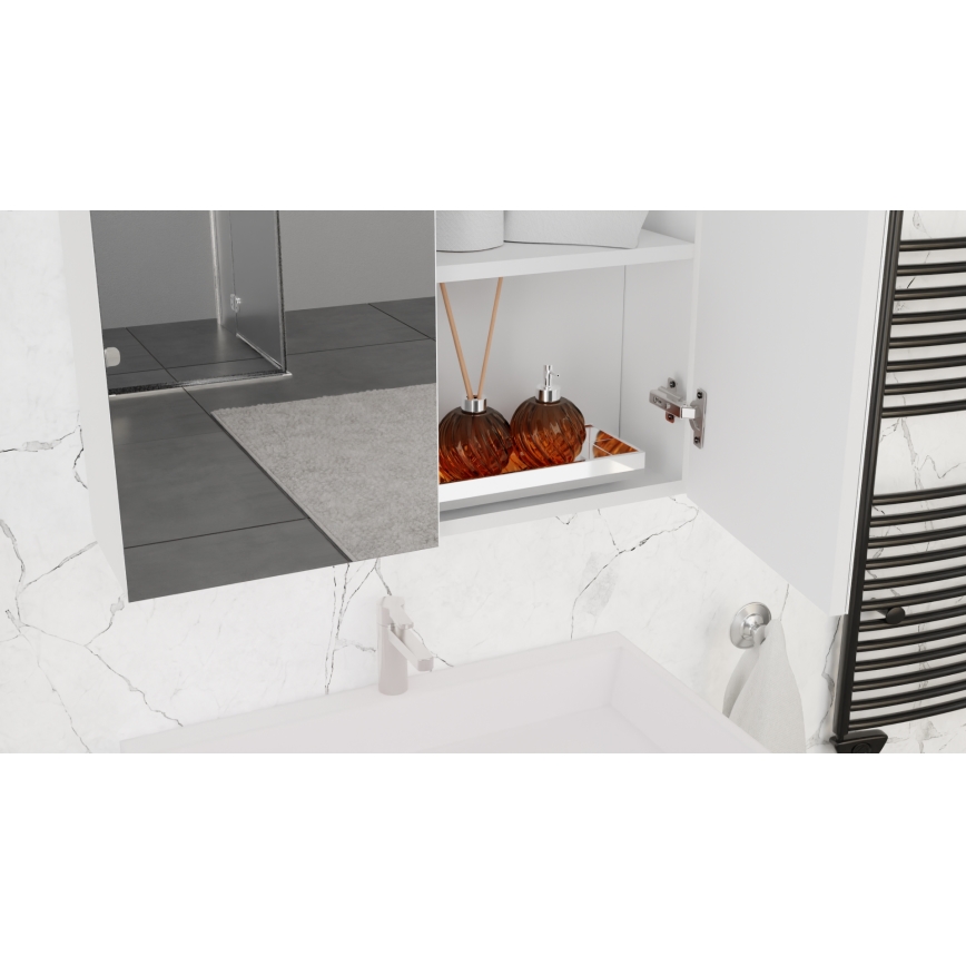 Mobile da bagno con lavabo KATE + armadietto con specchio + pensile da parete bianco