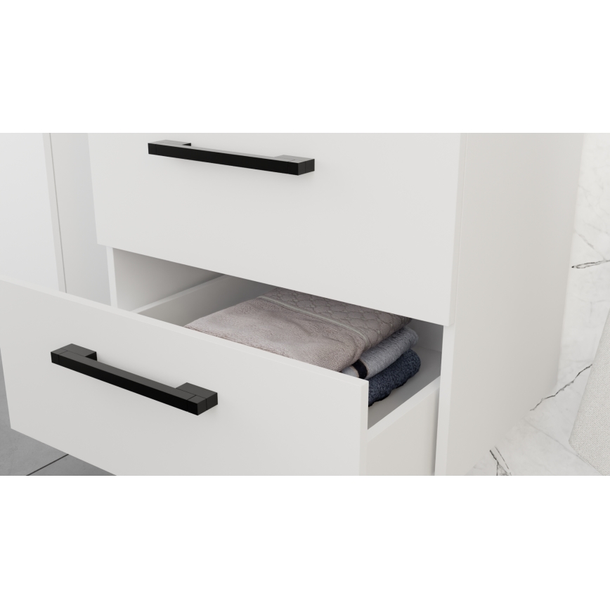 Mobile da bagno con lavabo KATE + armadietto con specchio + pensile da parete bianco