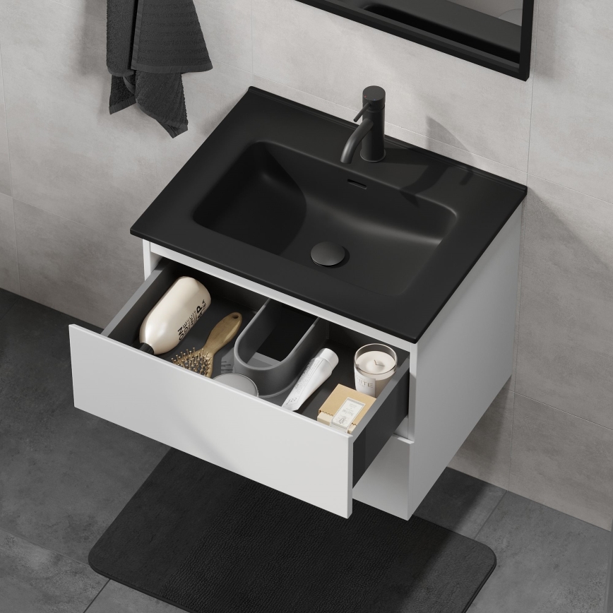 Mobile da bagno con lavabo KENWOOD 61 cm bianco//nero