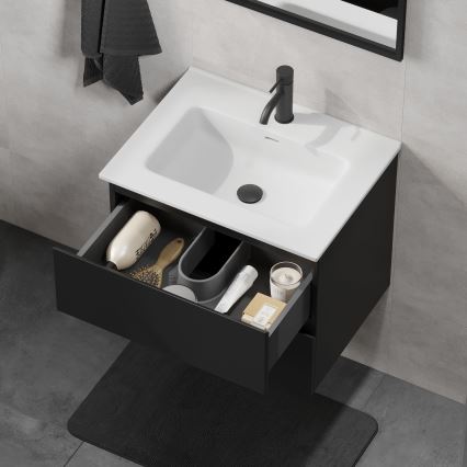 Mobile da bagno con lavabo KENWOOD 61 cm nero/bianco