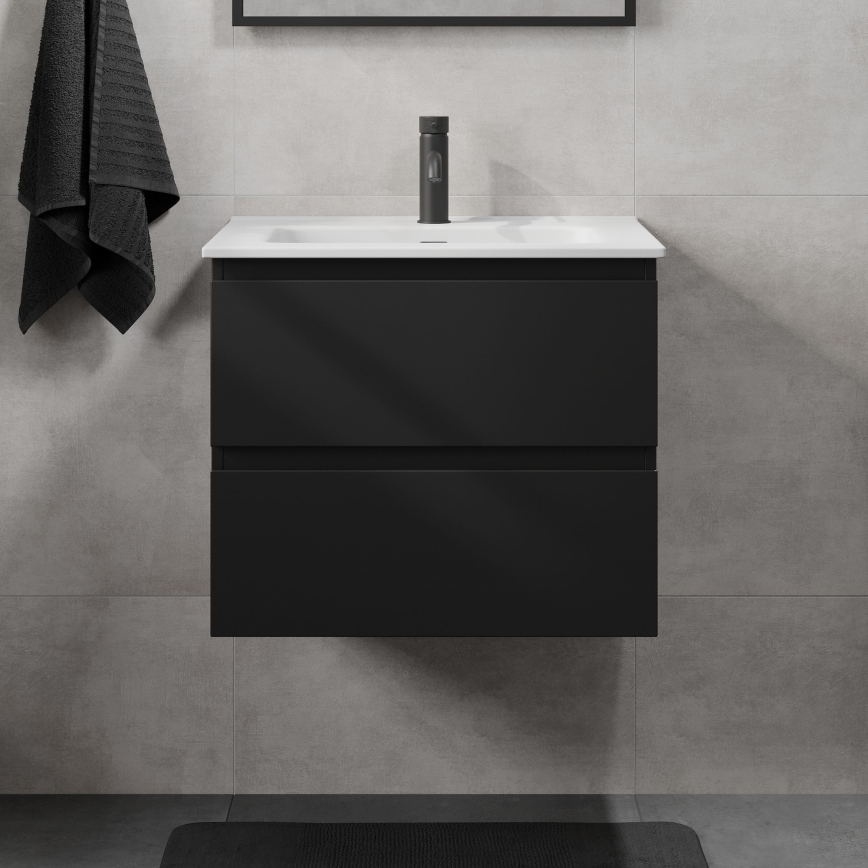 Mobile da bagno con lavabo KENWOOD 61 cm nero/bianco