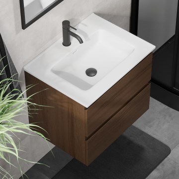 Mobile da bagno con lavabo KENWOOD 61 cm noce/bianco