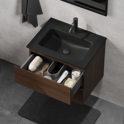Mobile da bagno con lavabo KENWOOD 61 cm noce/nero
