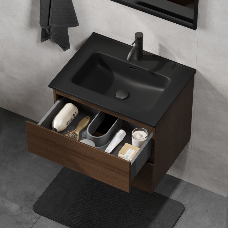Mobile da bagno con lavabo KENWOOD 61 cm noce/nero