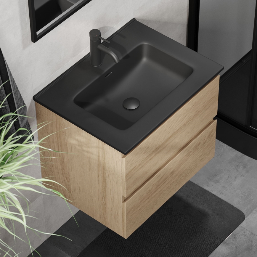 Mobile da bagno con lavabo KENWOOD 61 cm rovere/nero