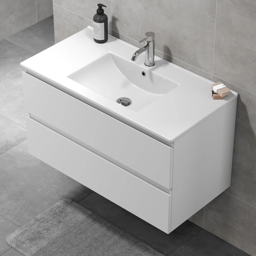 Mobile da bagno con lavabo KENWOOD 91 cm bianco