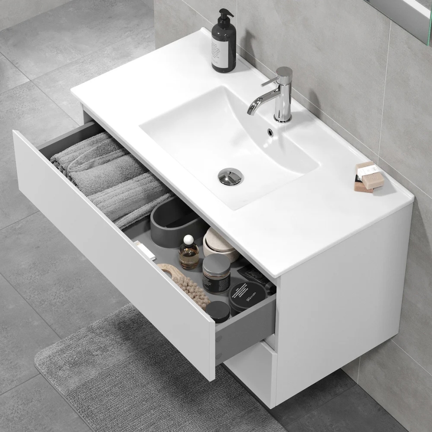 Mobile da bagno con lavabo KENWOOD 91 cm bianco