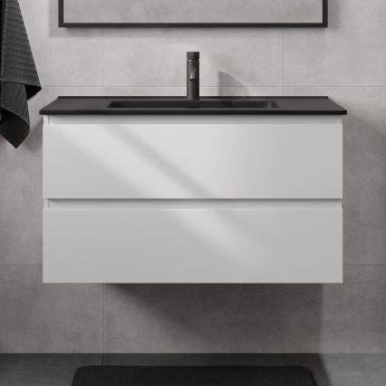 Mobile da bagno con lavabo KENWOOD 91 cm bianco/nero