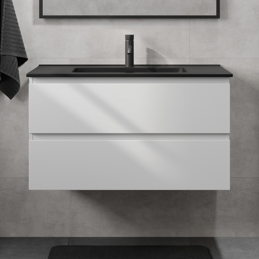Mobile da bagno con lavabo KENWOOD 91 cm bianco/nero