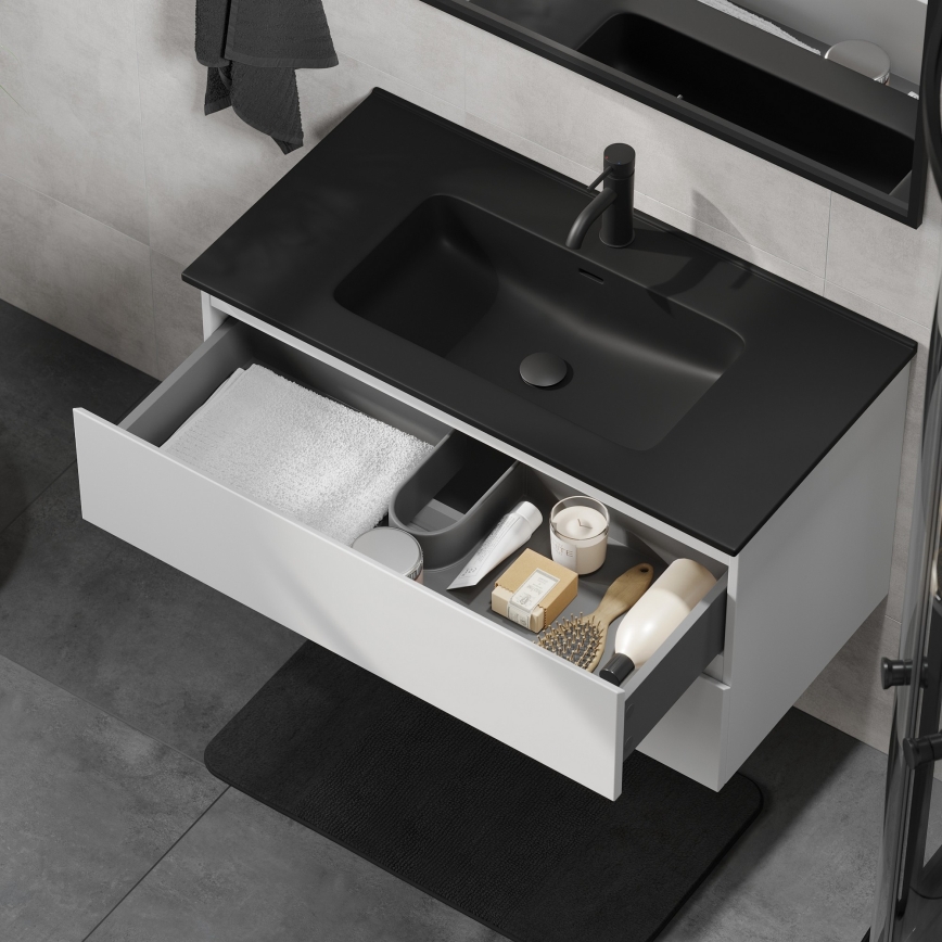 Mobile da bagno con lavabo KENWOOD 91 cm bianco/nero