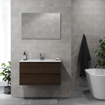 Mobile da bagno con lavabo KENWOOD 91 cm, finitura noce