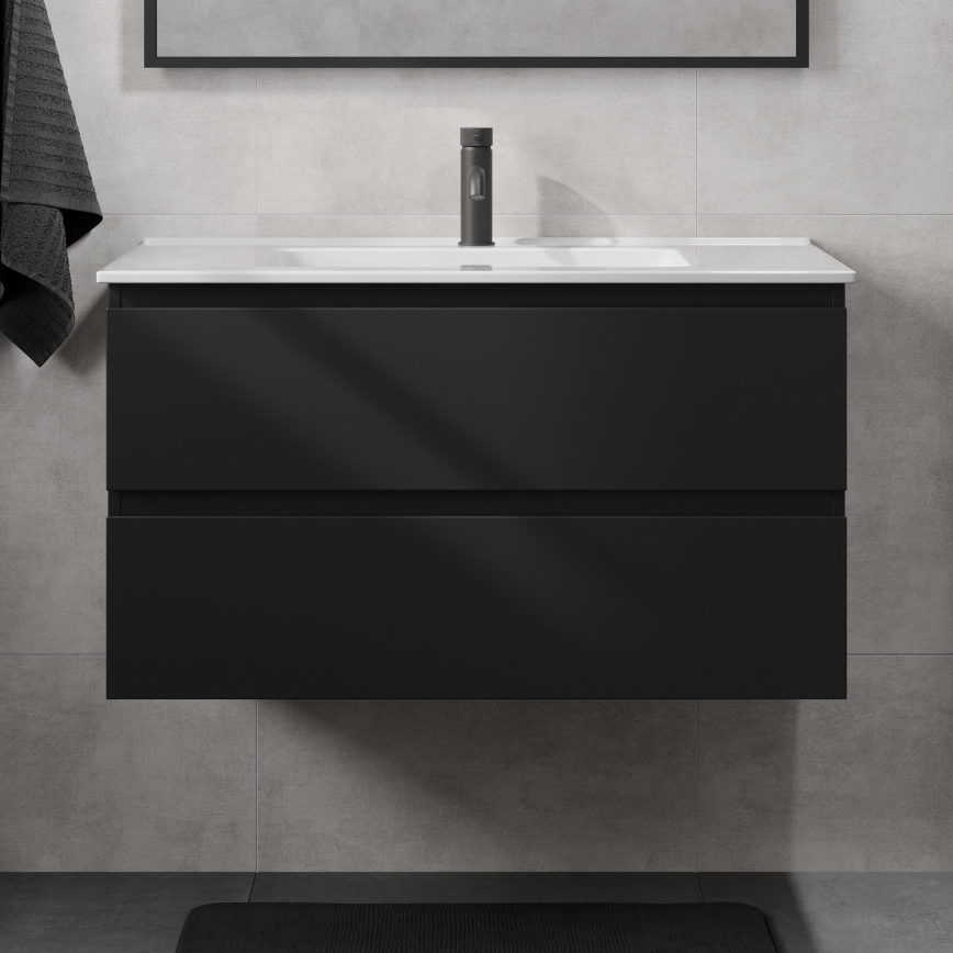 Mobile da bagno con lavabo KENWOOD 91 cm nero/bianco