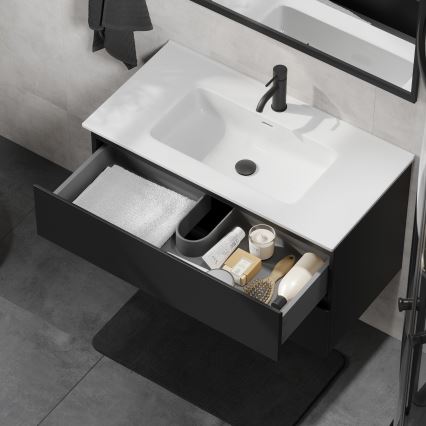 Mobile da bagno con lavabo KENWOOD 91 cm nero/bianco