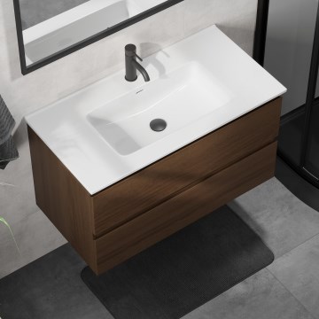 Mobile da bagno con lavabo KENWOOD 91 cm noce/bianco