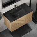 Mobile da bagno con lavabo KENWOOD 91 cm rovere/nero