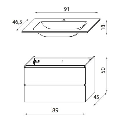 Mobile da bagno con lavabo KENWOOD 91x50x47 cm bianco