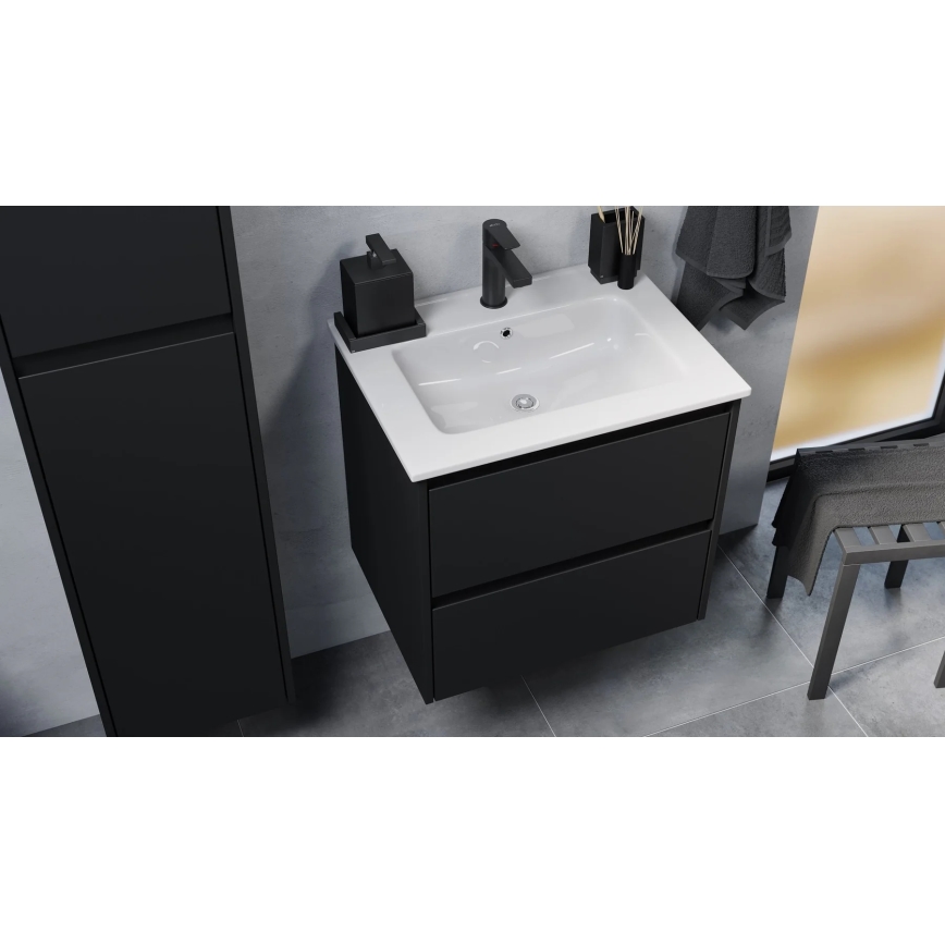 Mobile da bagno con lavabo MOLDE 60 cm nero