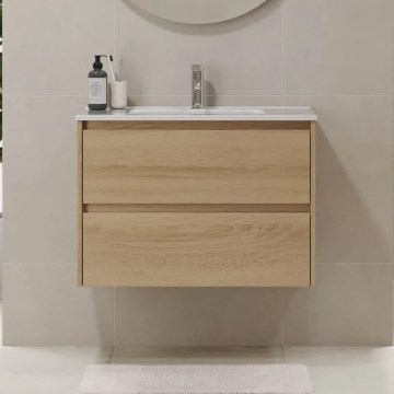 Mobile da bagno con lavabo MOLDE 80 cm, finitura rovere