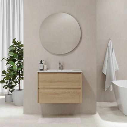 Mobile da bagno con lavabo MOLDE 80 cm, finitura rovere