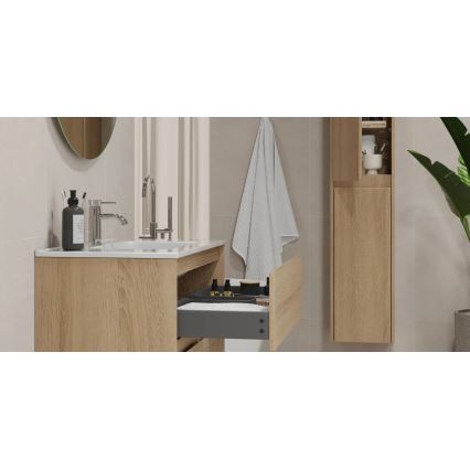 Mobile da bagno con lavabo MOLDE 80 cm, finitura rovere