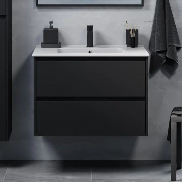 Mobile da bagno con lavabo MOLDE 80x55x46 cm nero