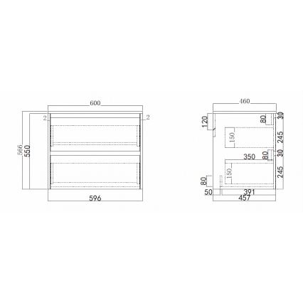 Mobile da bagno con lavabo TRONDHEIM/DRAMMEN 60x57x46 cm bianco