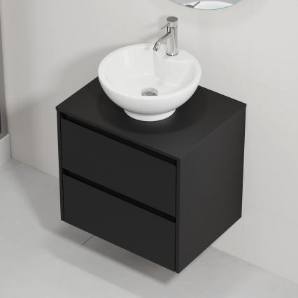 Mobile da bagno con lavabo TRONDHEIM/DRAMMEN 60x57x46 cm nero/bianco