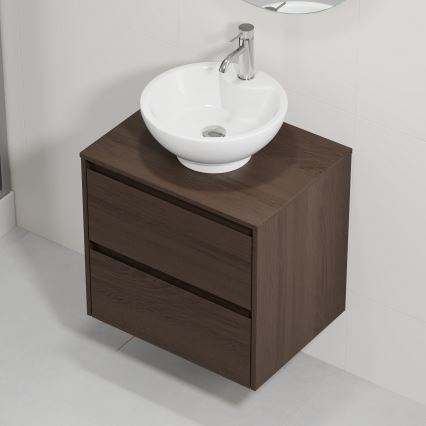 Mobile da bagno con lavabo TRONDHEIM/DRAMMEN 60x57x46 cm noce/bianco
