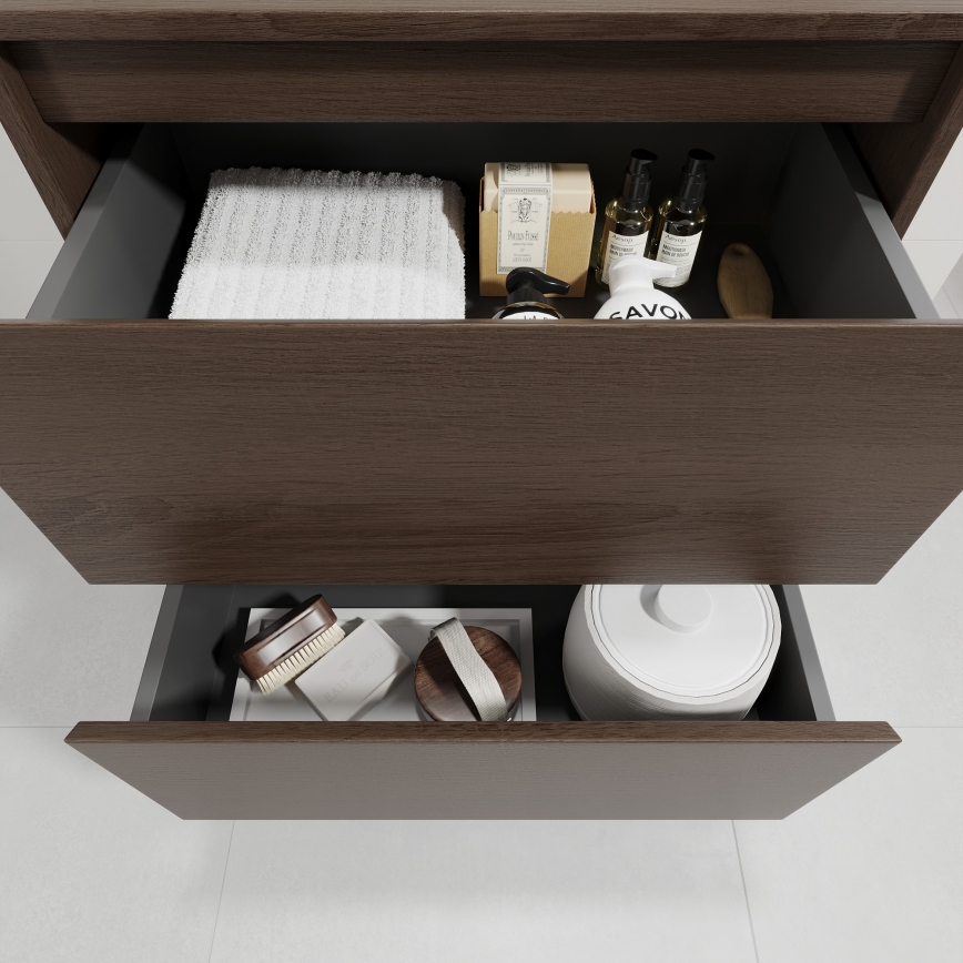 Mobile da bagno con lavabo TRONDHEIM/DRAMMEN 60x57x46 cm noce/bianco